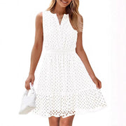 Women's Sleeveless  Dress V-neck Hollow Out