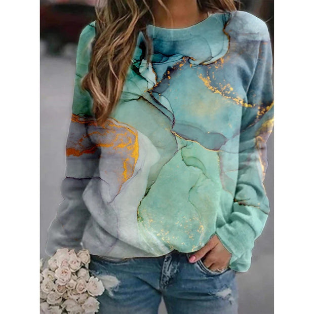 Fashion Floral Print Long-sleeved Women's Sweater