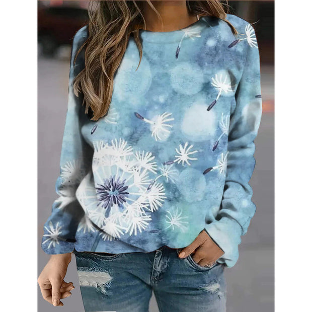Fashion Floral Print Long-sleeved Women's Sweater