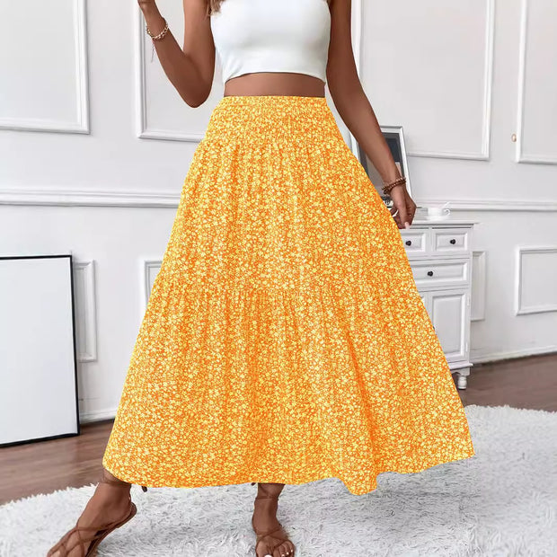 Small Floral Three-layer Long Patchwork Skirt