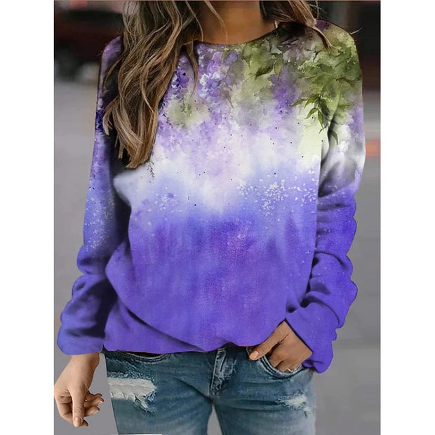 Fashion Floral Print Long-sleeved Women's Sweater