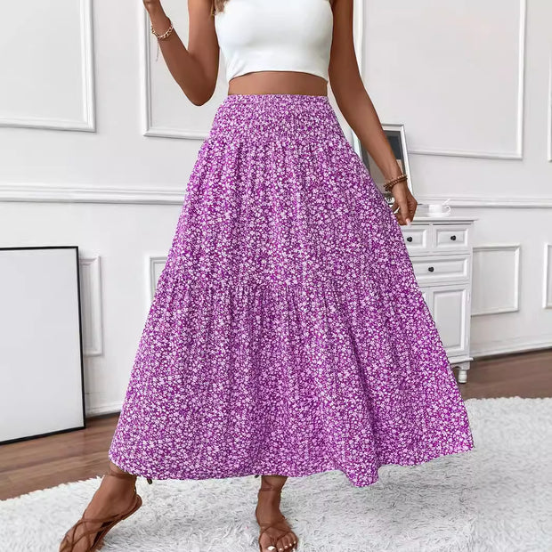 Small Floral Three-layer Long Patchwork Skirt