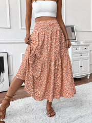 Small Floral Three-layer Long Patchwork Skirt
