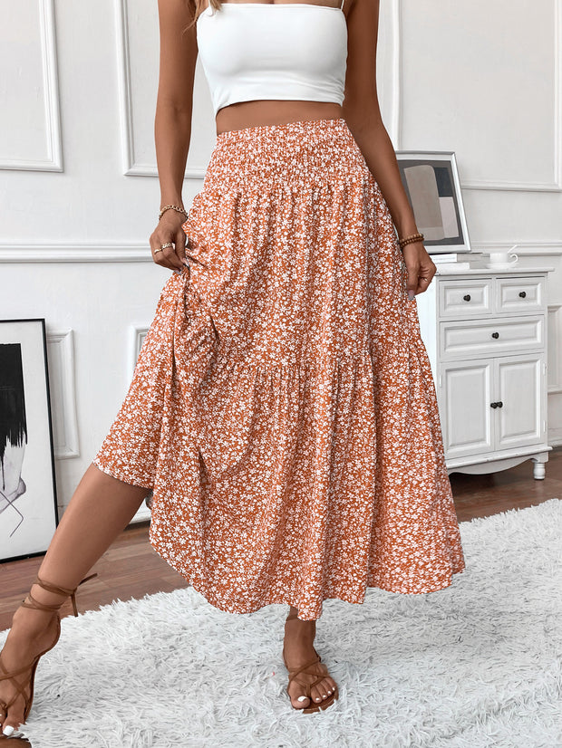 Small Floral Three-layer Long Patchwork Skirt
