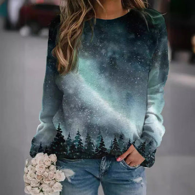 Fashion Floral Print Long-sleeved Women's Sweater