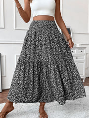 Small Floral Three-layer Long Patchwork Skirt