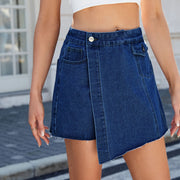 European And American Washed Casual Slimming Cut Edge Denim Skirted Leggings