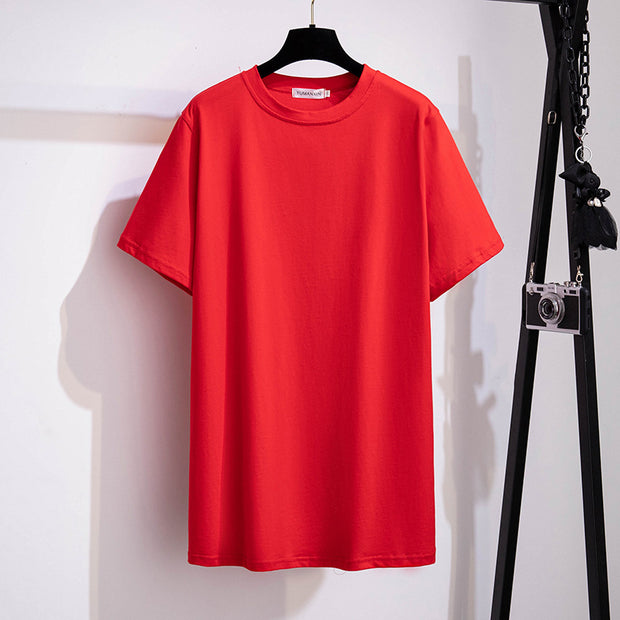 Extra Large Flattering Loose Mid-length Short-sleeved T-shirt For Women