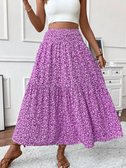 Small Floral Three-layer Long Patchwork Skirt