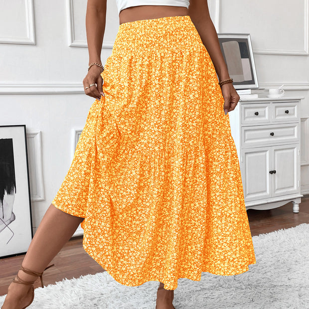 Small Floral Three-layer Long Patchwork Skirt