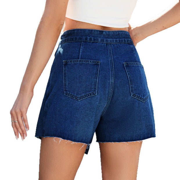 European And American Washed Casual Slimming Cut Edge Denim Skirted Leggings