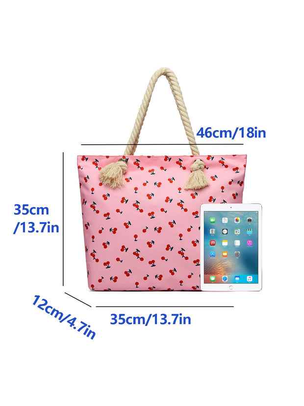Art Flower Pattern Beach Bags For Women Tote Waterproof and Sand proof