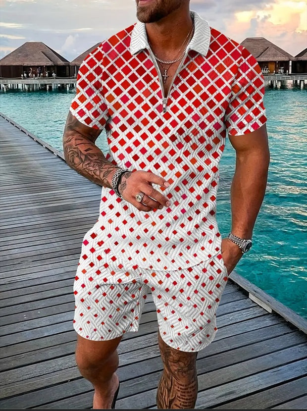 Polo Shirt Sports Short Sleeve Shorts  For Men