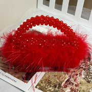 Large Ostrich Feather Handmade Beaded Feather Handbag