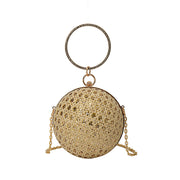 Diamond Retro Shoulder Bag Women's Crossbody Chain Round Bag