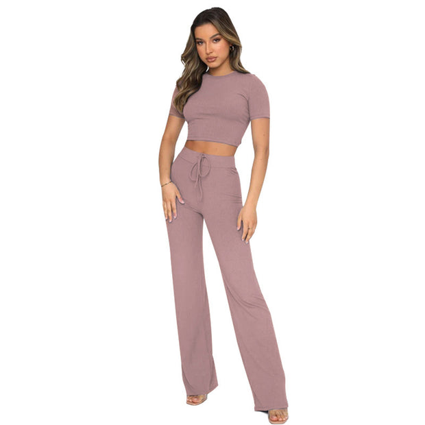 Casual Set Female Solid Color High-elastic