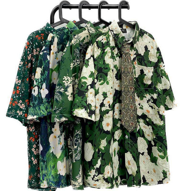 Vintage Oil Painting Floral Shirt For Men