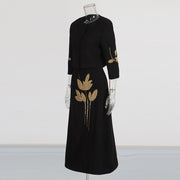 Exquisite Flowers Beaded Top High Waist Skirt Two-piece Set