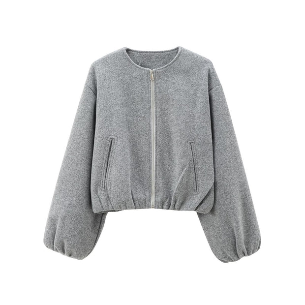 Women's French Design Soft Bomber Jacket Coat