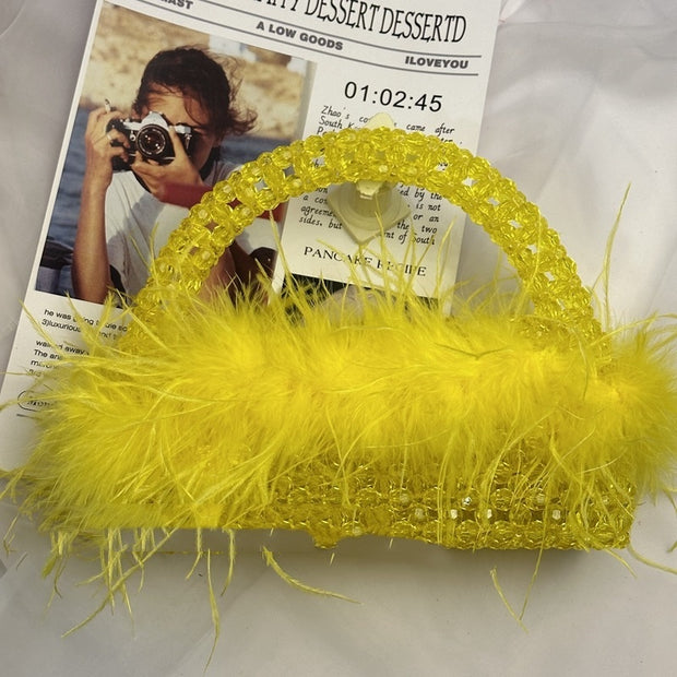 Large Ostrich Feather Handmade Beaded Feather Handbag
