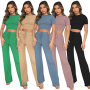 Casual Set Female Solid Color High-elastic