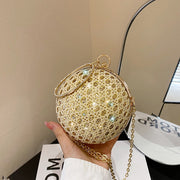 Diamond Retro Shoulder Bag Women's Crossbody Chain Round Bag