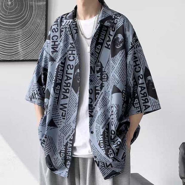 Vintage Oil Painting Floral Shirt For Men