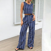 High-Rise Slim Flare Pants Summer Two-piece Set