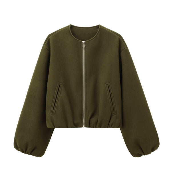 Women's French Design Soft Bomber Jacket Coat